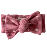 Organic Waffle Knot Bow, Mauve Heart