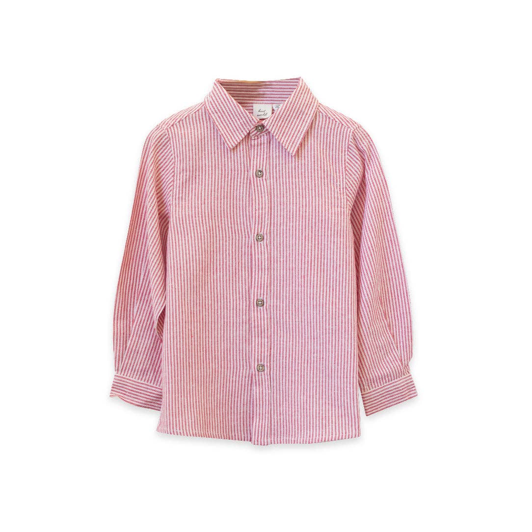 Boys Red Stripe Collar Shirt