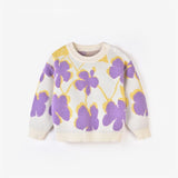 Delilah Sweater - White with Purple Flowers