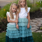 Dusty Blue & Teal Ombre Tiered Tulle Skirt