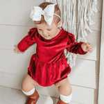 Rhodes Velour Bubble Shorty Romper - Candy Apple Red