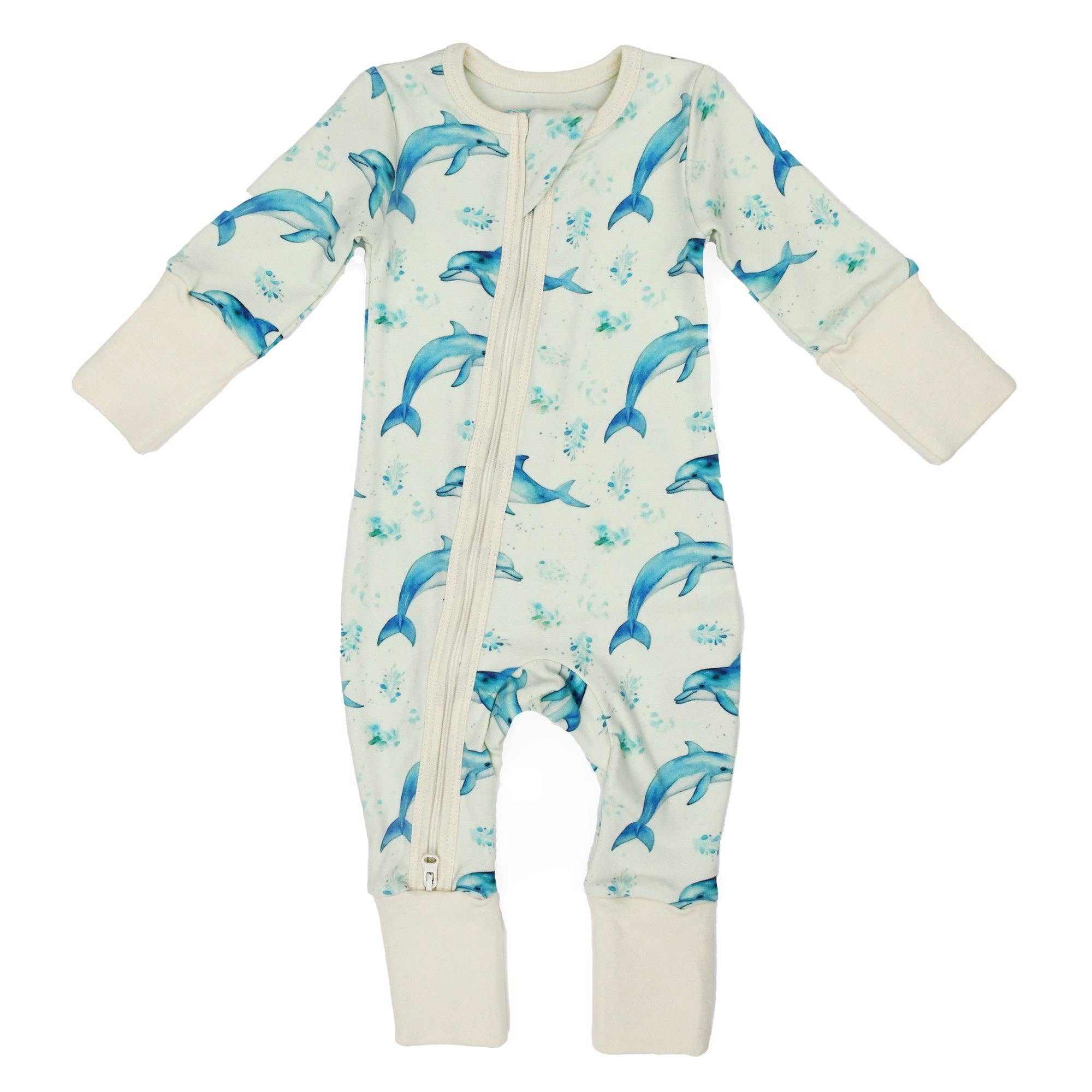 Organic Cotton Baby Pajamas 2-Way Zip - Flipper