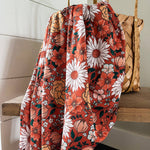 Swaddle Blanket - Rust Floral Garden