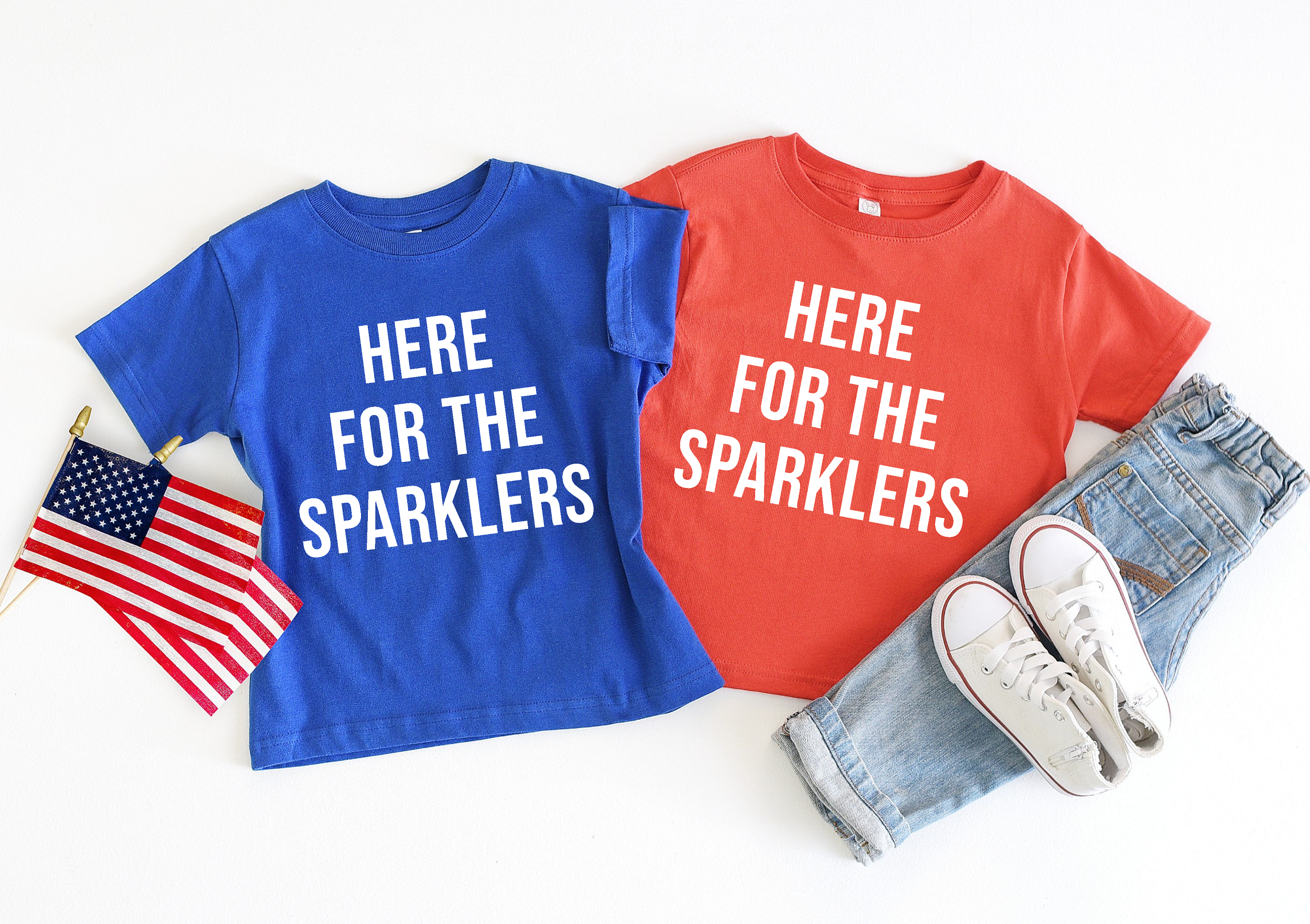 Here for the Sparklers | Kids 4th of July TeeRed