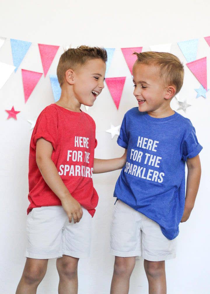 Here for the Sparklers | Kids 4th of July TeeRed