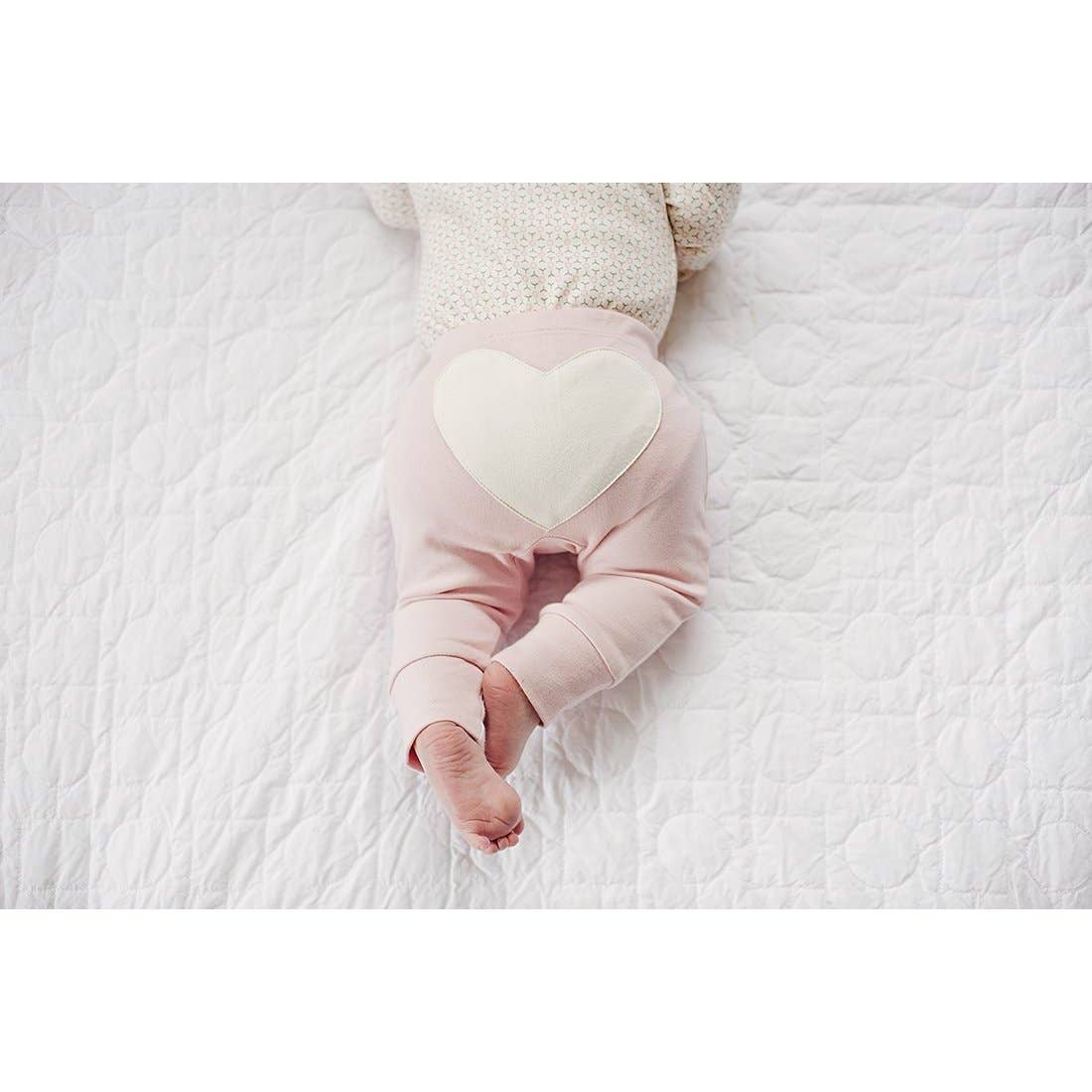 Dusty Pink Baby Heart Pants: Pink / White