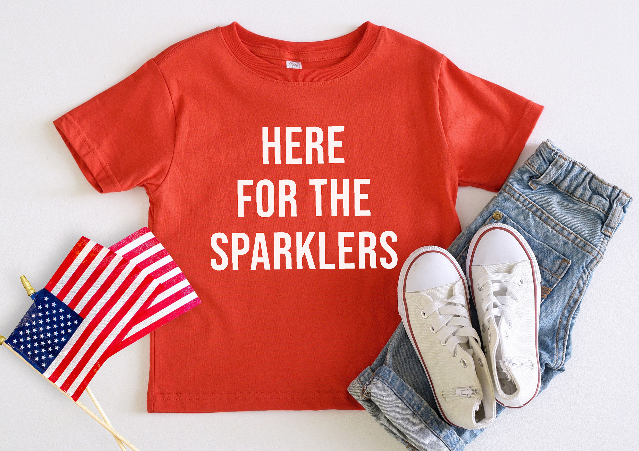 Here for the Sparklers | Kids 4th of July TeeRed