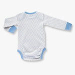 Little Baby Blue Long Sleeve Bodysuit: Blue / Grey / White