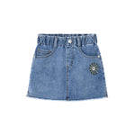 Denim Skirt For Girls: Embroidered Daisy NEWNESS