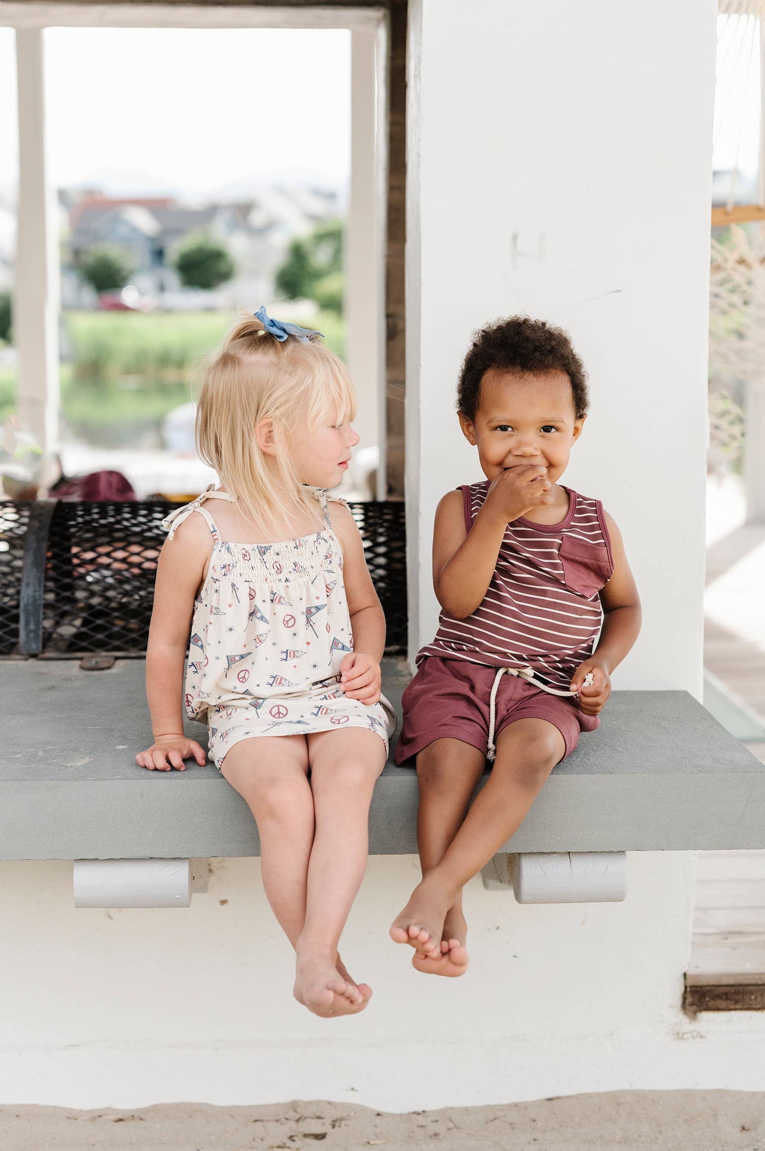 Americana Girl's Smocked Dress in USA Flag