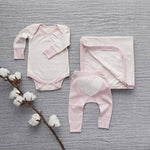 Dusty Pink Baby Heart Pants: Pink / White