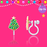 Happy Christmas Tree Clip On Earrings