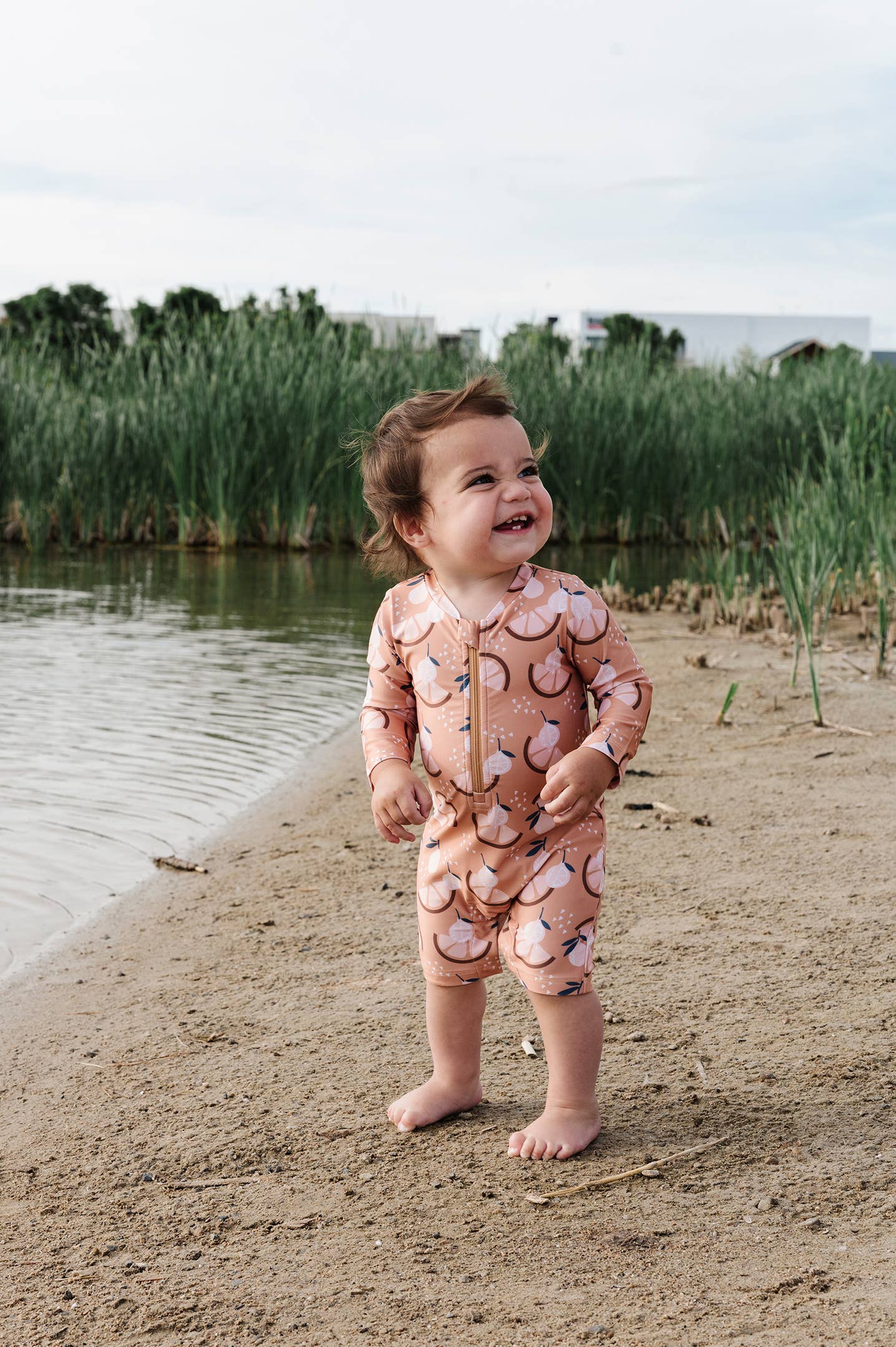 Baby One-Piece Rashguard in Orange Slice: Orange Slice