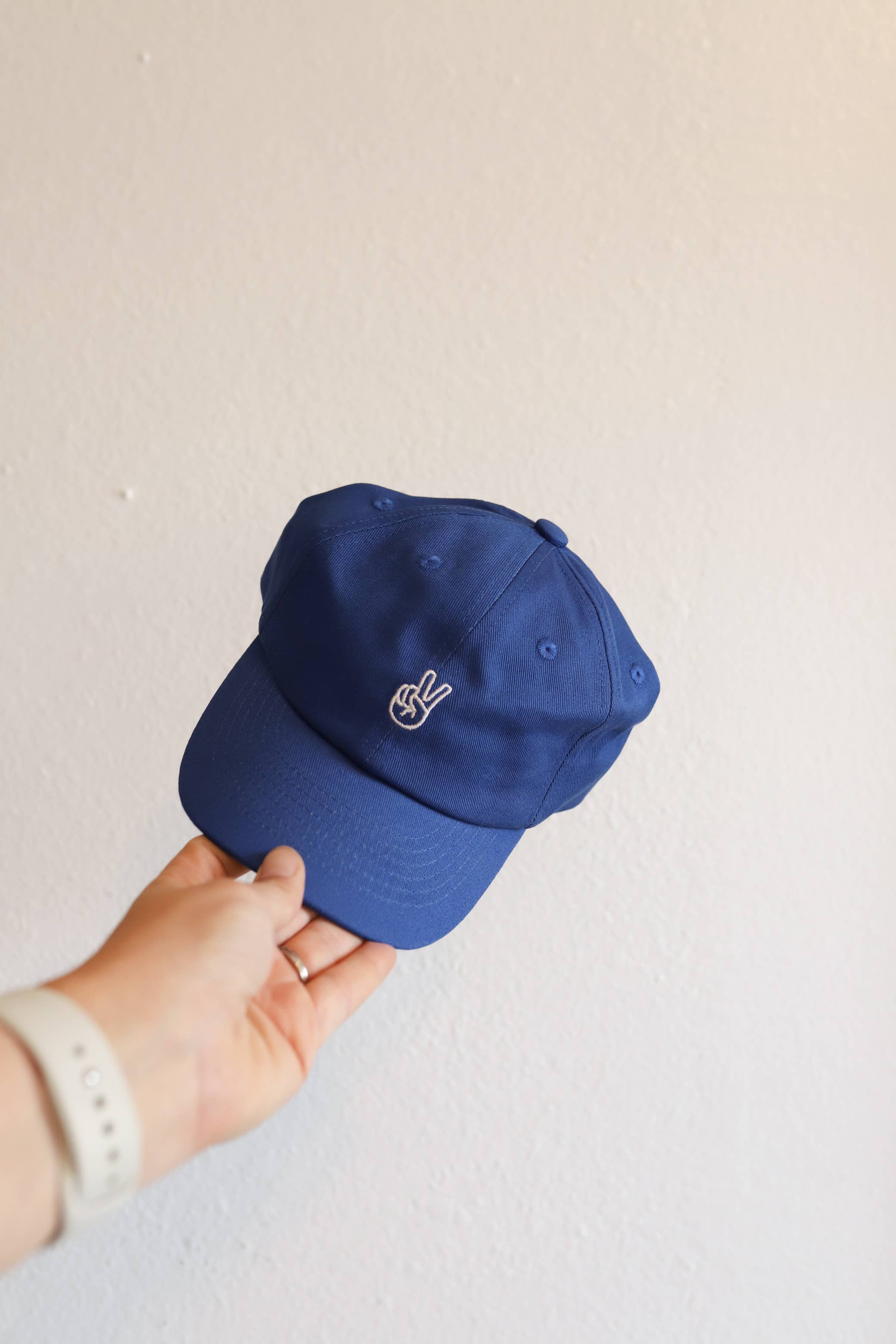 Blue Peace Sign Baseball Cap - Adjustable