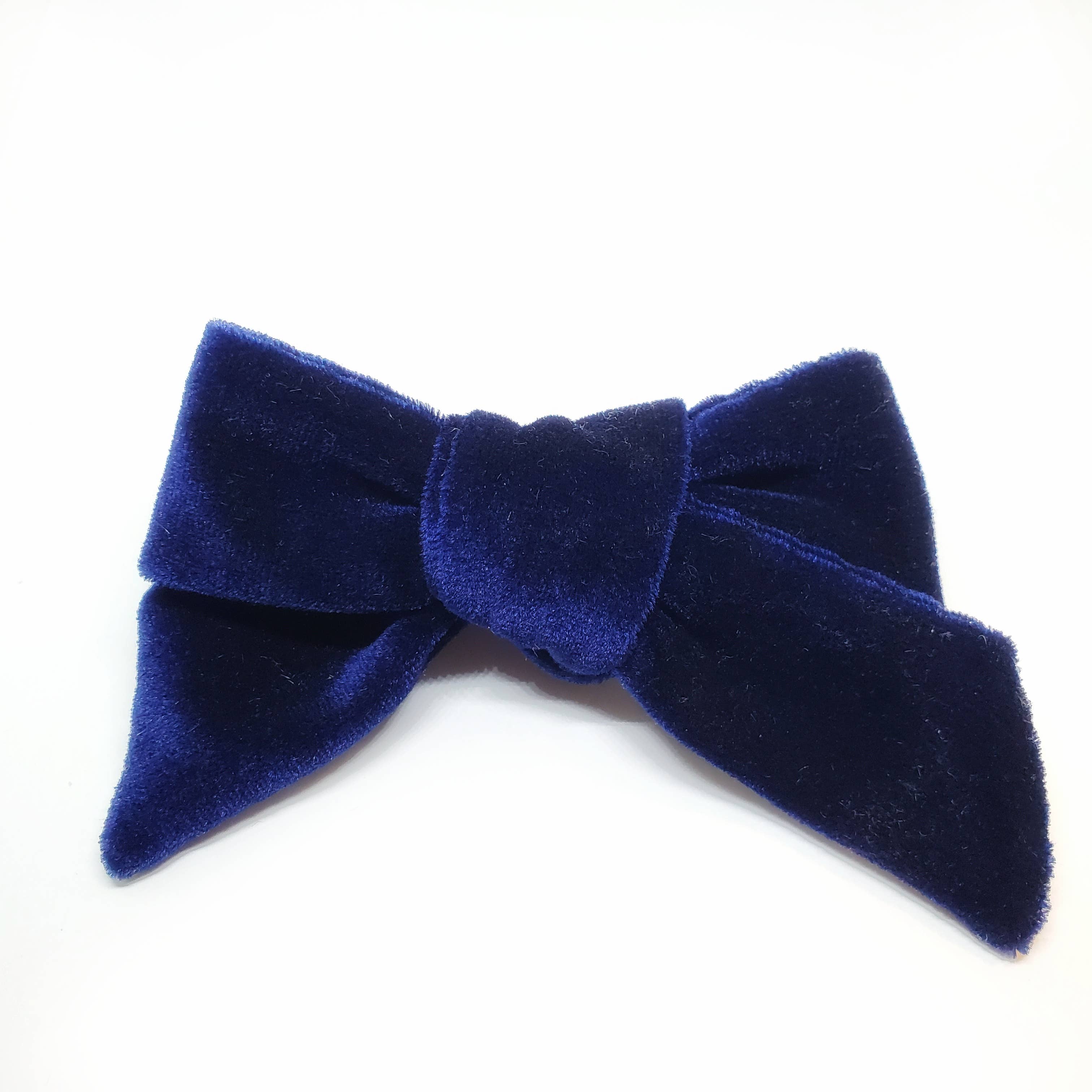 Navy Velvet Modern Hair Bow