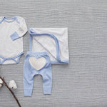 Little Baby Blue Long Sleeve Bodysuit: Blue / Grey / White