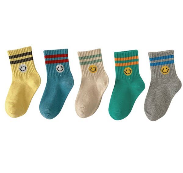 Colorful Smiley Kids Socks - 3-5Y