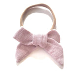 Dusty Pink Linen Chunky Hair Bow (Organic)