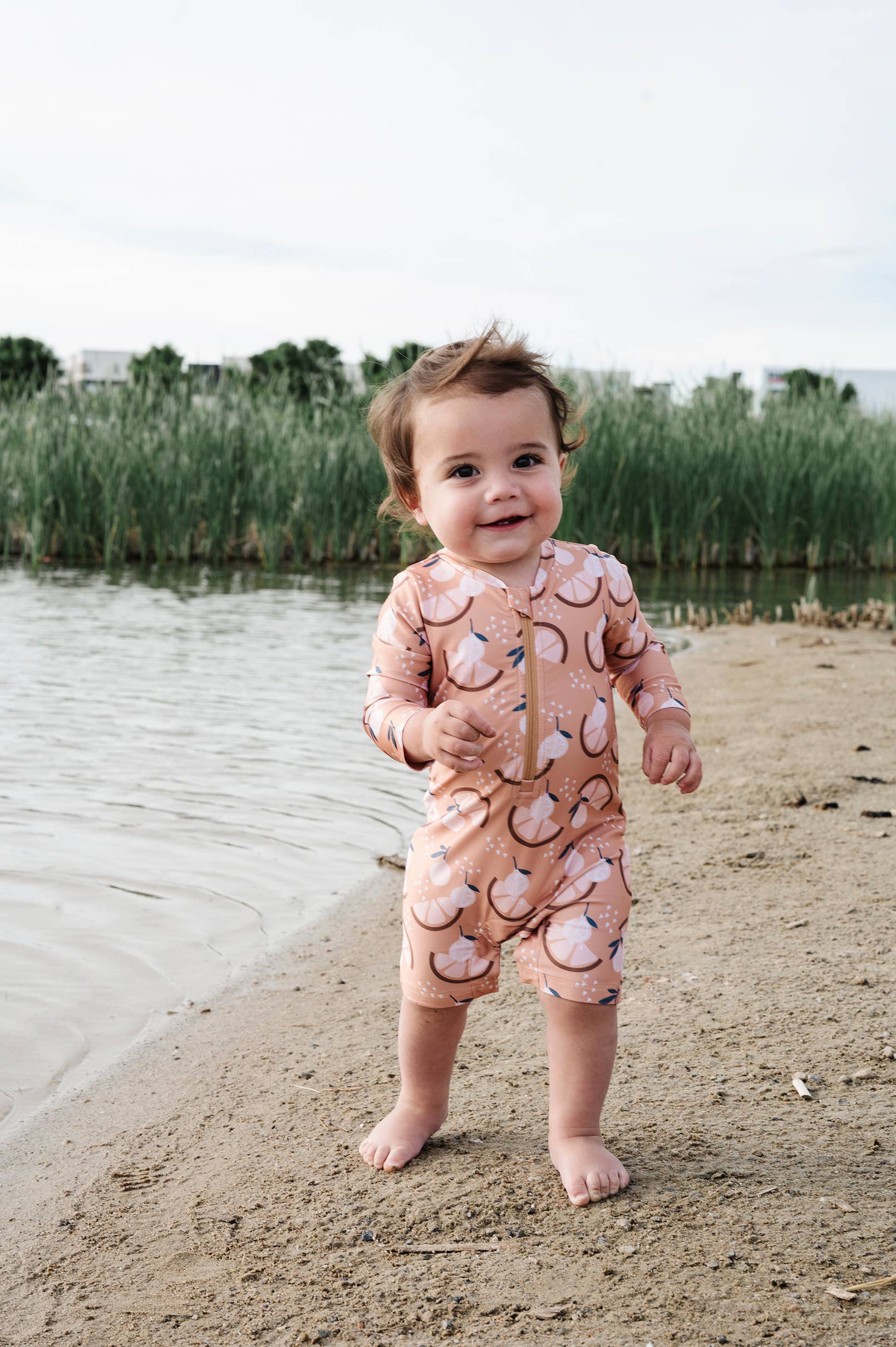 Baby One-Piece Rashguard in Orange Slice: Orange Slice