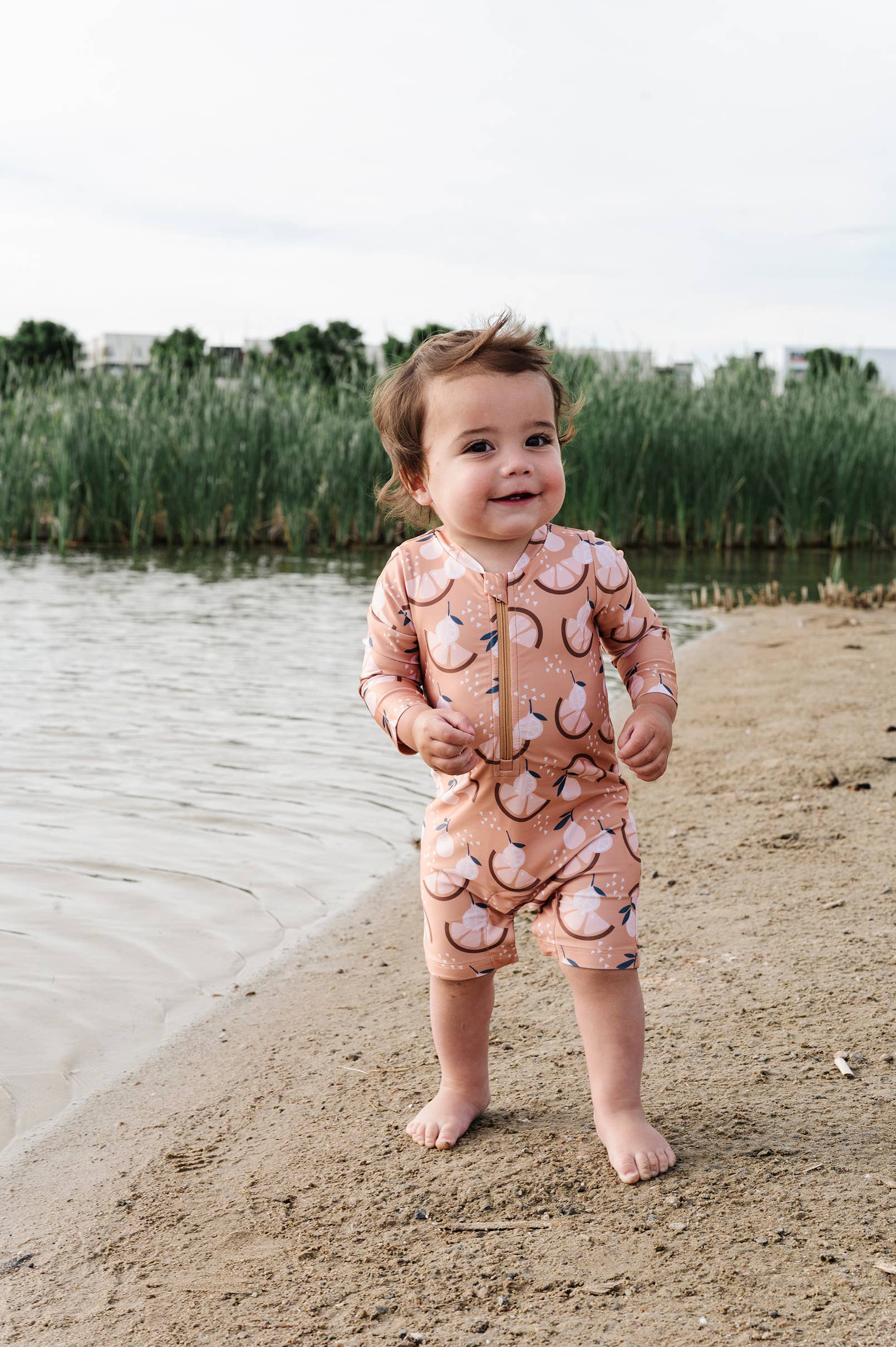 Baby One-Piece Rashguard in Orange Slice: Orange Slice