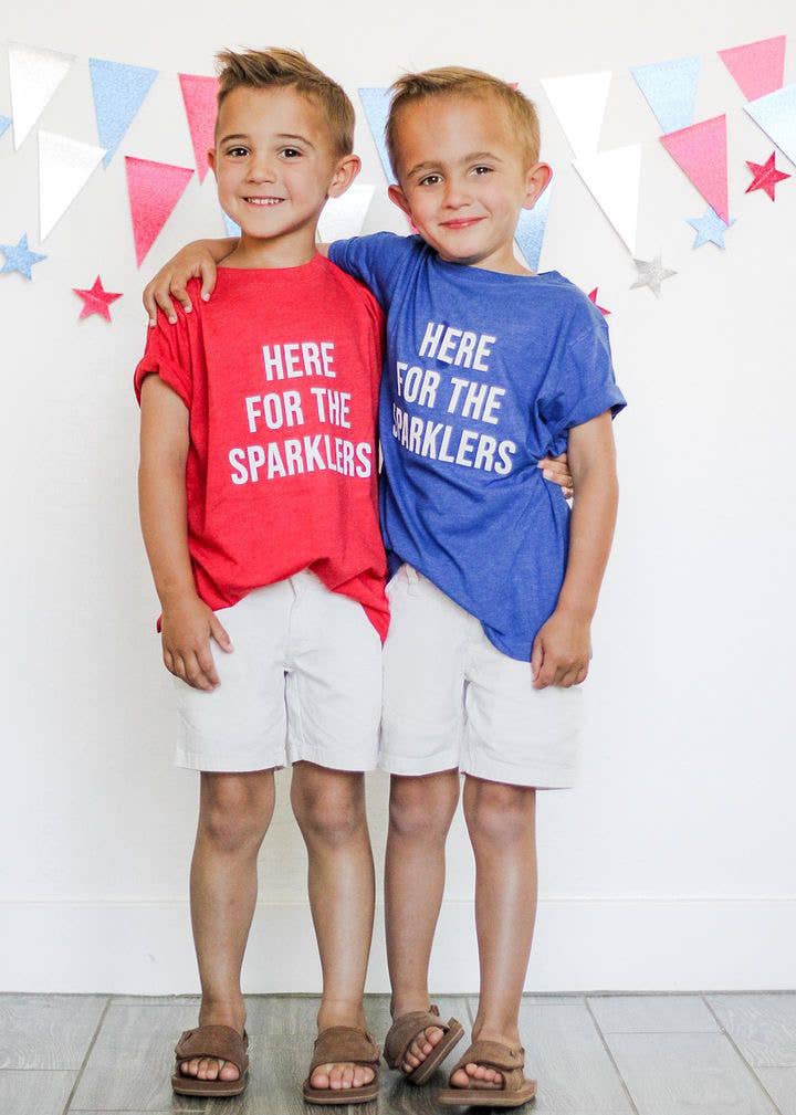 Here for the Sparklers | Kids 4th of July TeeRed