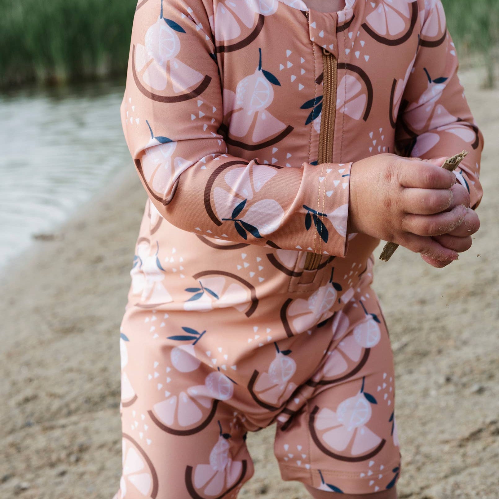 Baby One-Piece Rashguard in Orange Slice: Orange Slice