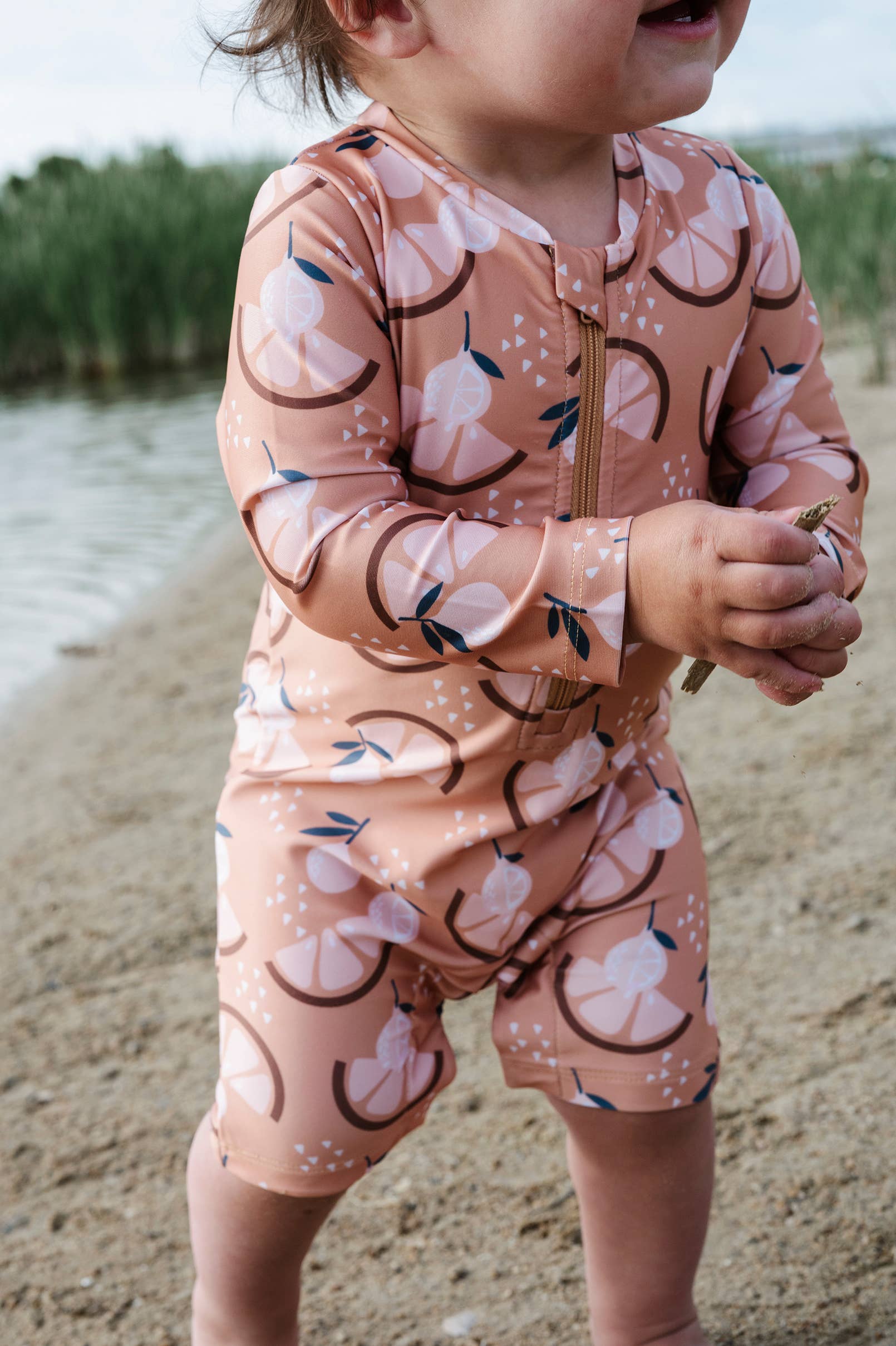 Baby One-Piece Rashguard in Orange Slice: Orange Slice