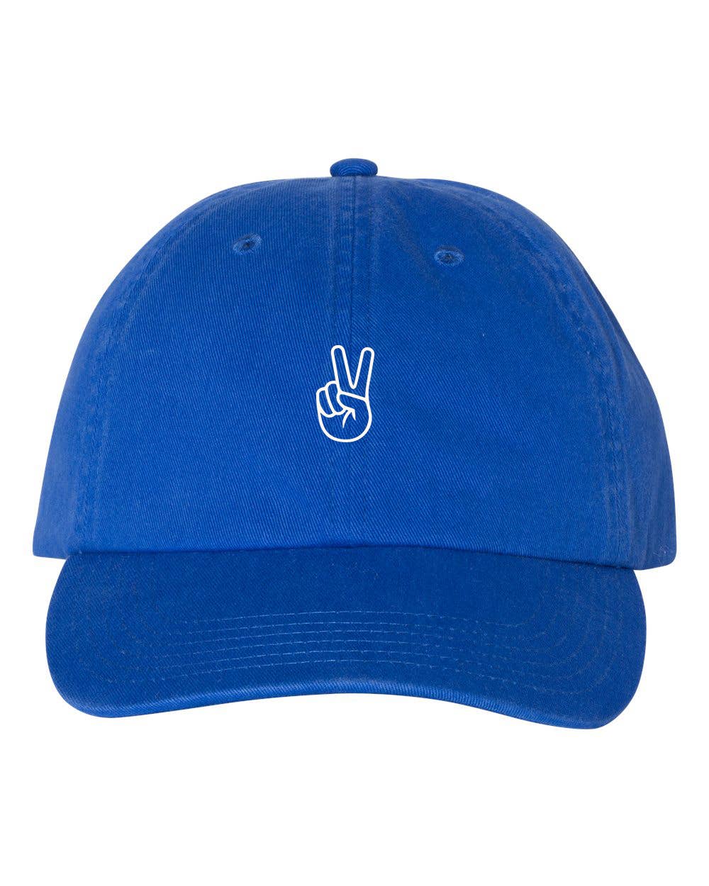 Blue Peace Sign Baseball Cap - Adjustable