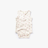 Winter Rose Waffle Tank Bodysuit: Pink / white