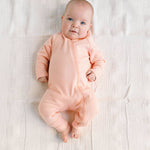 Organic Peach Baby Zipper Sleeper