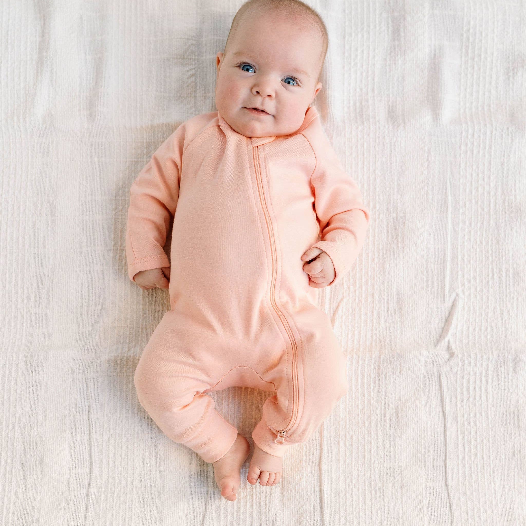 Organic Peach Baby Zipper Sleeper