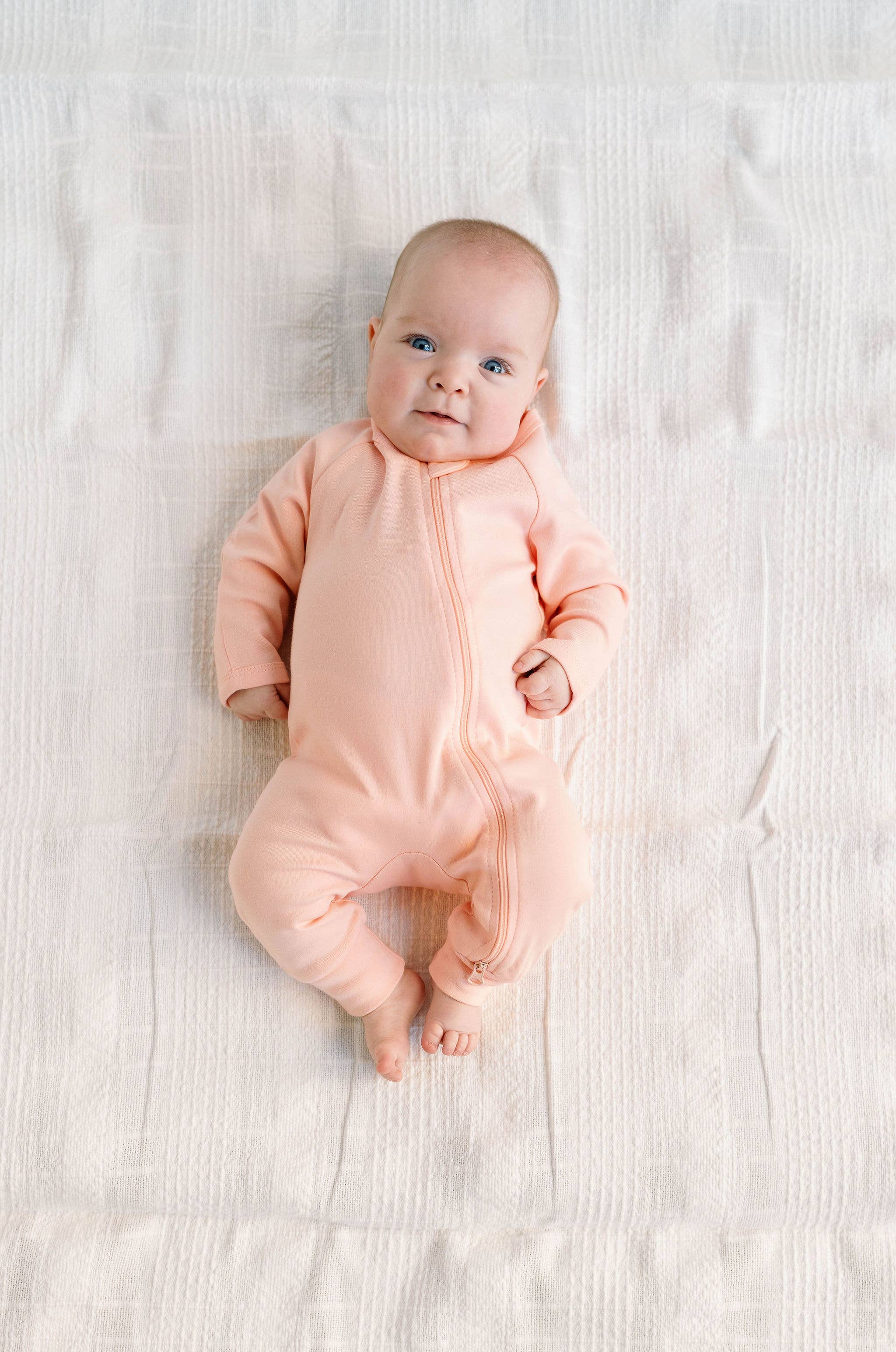 Organic Peach Baby Zipper Sleeper