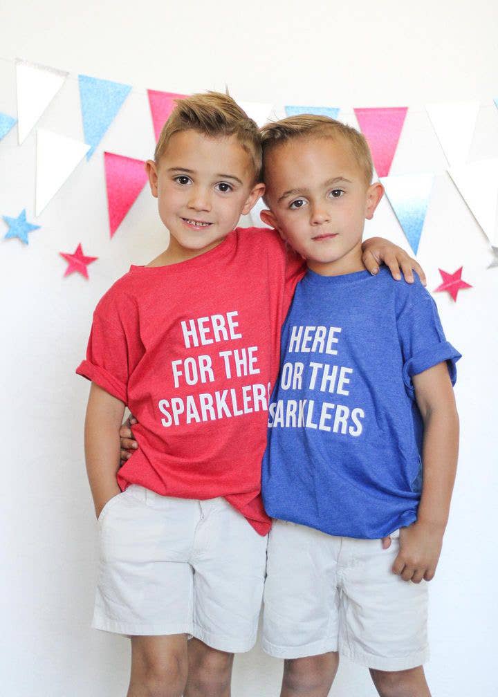 Here for the Sparklers | Kids 4th of July TeeRed