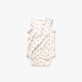 Winter Rose Waffle Tank Bodysuit: Pink / white