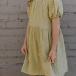 Puff Sleeve Dress in Green